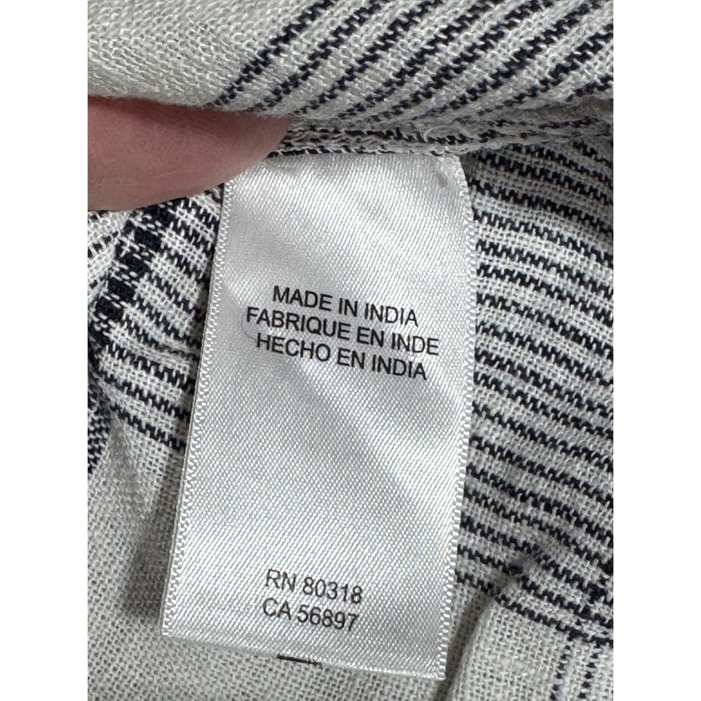 Lucky Brand Shirt Mens Large White Short Sleeve Button Up Linen Blend Plaid - Picture 5 of 13